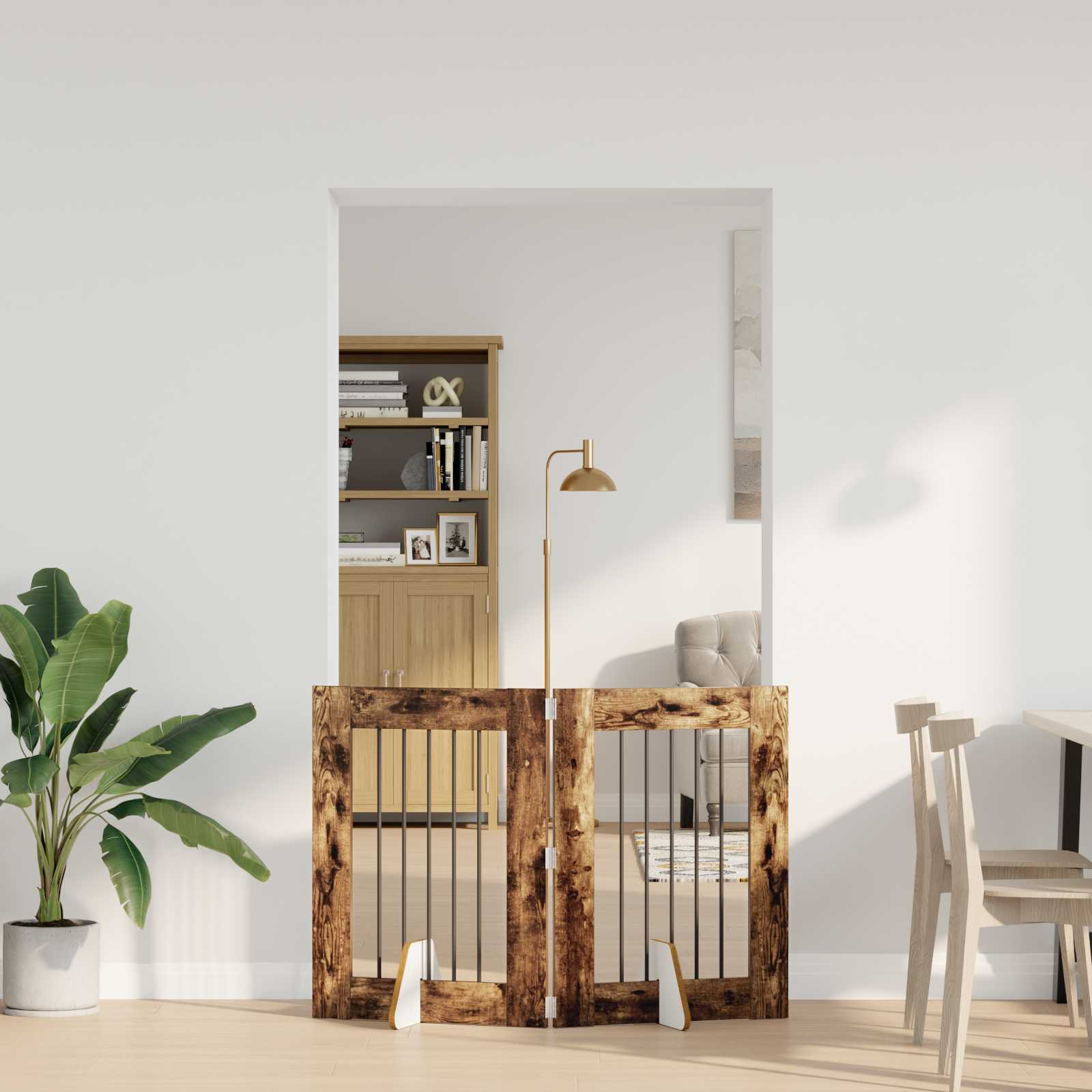 vidaXL Käytännöllinen koiraportti jalustoilla 2 kpl Savutammi 120,5 cm