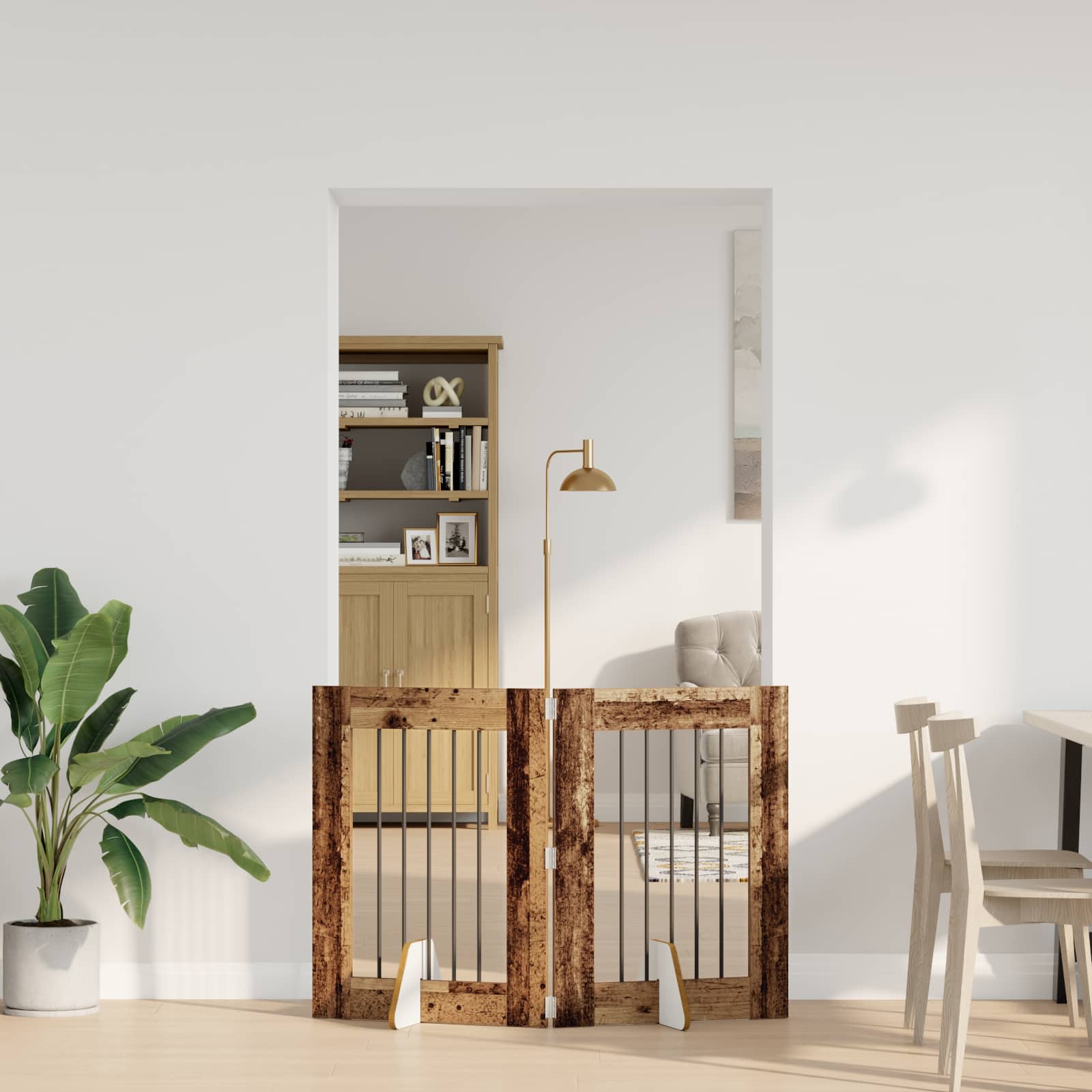 vidaXL Käytännöllinen koiraportti jalustoilla 2 kpl Vanha puu 120,5 cm