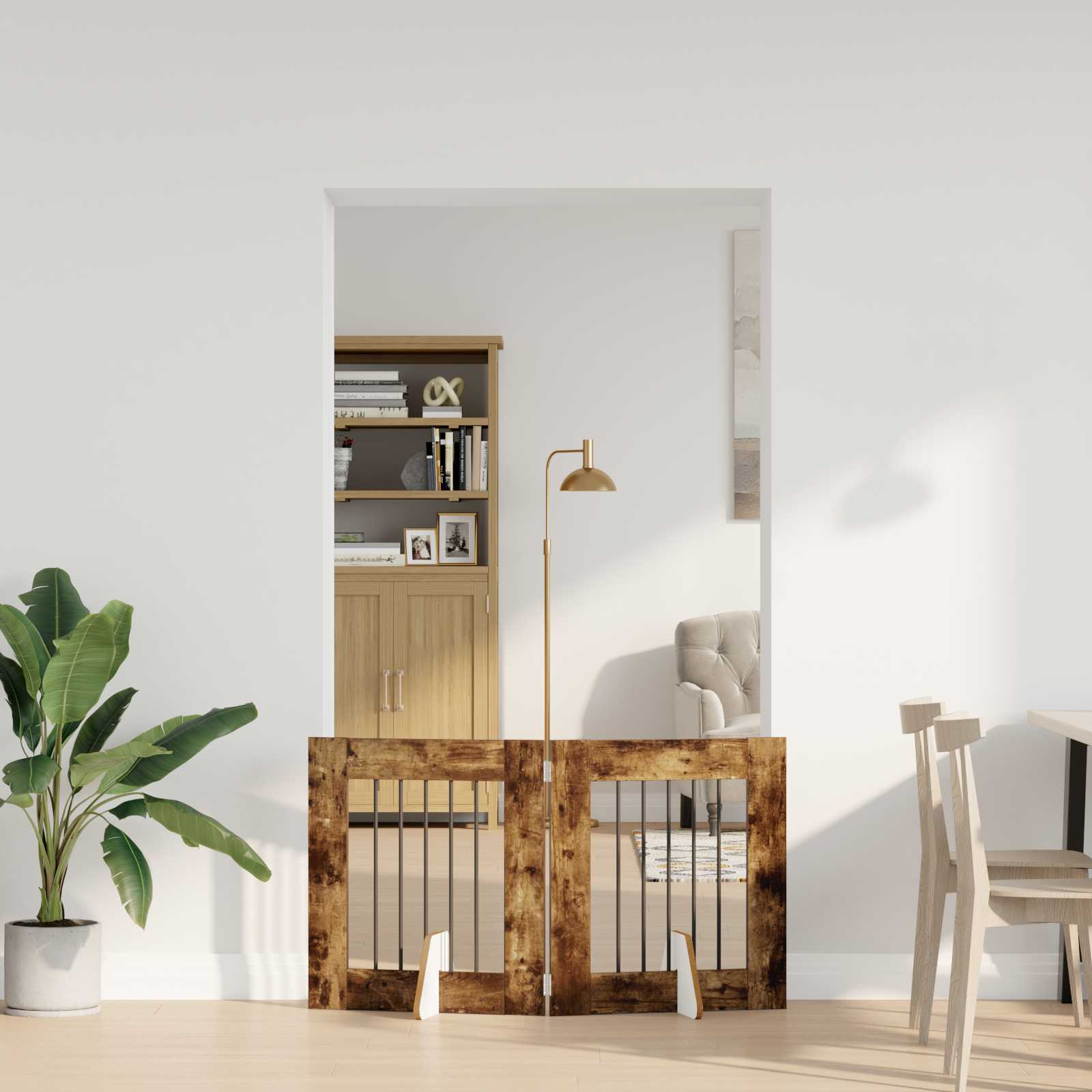 vidaXL Käytännöllinen koiraportti jalustoilla 2 kpl Savutammi 120,5 cm
